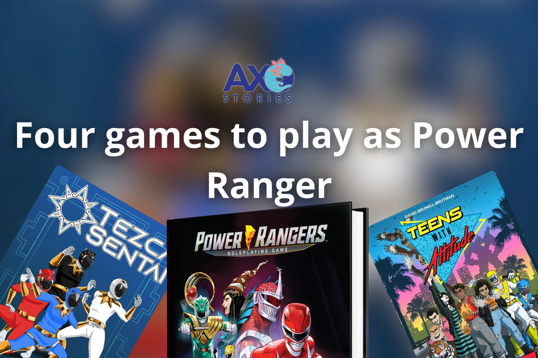 Books fo the Power rangers TTRPG, Tezca Sentai, and Teenages with attitude