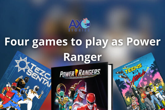 Books fo the Power rangers TTRPG, Tezca Sentai, and Teenages with attitude